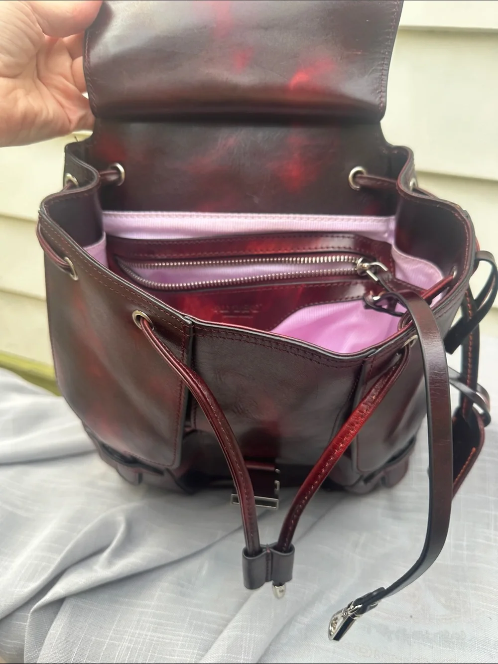 Old Trend Modern Vintage Distressed Burgundy Leather Backpack